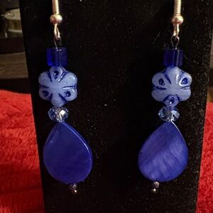 Hand Crafted Royal Blue Teardrop Earrings